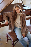 Fifteen Twenty Clothing Yara Fringe Jacket Style 4F72200 WHE in Wheat; Brown, Wool Blend, over-sized, western inspired, fringe jacket.