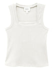 Fifteen Twenty Mindy Tank Style in Banana Navy and Off White; Women's Elevated Square Neck Spring Summer Tank Top