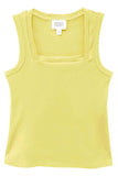 Fifteen Twenty Mindy Tank Style in Banana Navy and Off White; Women's Elevated Square Neck Spring Summer Tank Top