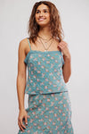 Free People Clothing Bali Margot Lace Trim Cami Style OB2228965 In Both Mineral Blue Combo and Black Combo; 