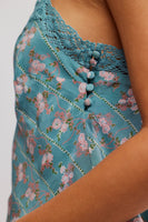 Free People Clothing Bali Margot Lace Trim Cami Style OB2228965 In Both Mineral Blue Combo and Black Combo; 