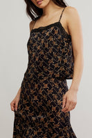 Free People Clothing Bali Margot Lace Trim Cami Style OB2228965 In Both Mineral Blue Combo and Black Combo; 
