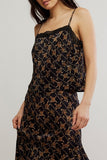 Free People Clothing Bali Margot Lace Trim Cami Style OB2228965 In Both Mineral Blue Combo and Black Combo; 