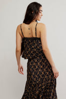 Free People Clothing Bali Margot Lace Trim Cami Style OB2228965 In Both Mineral Blue Combo and Black Combo; 