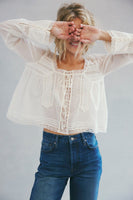 Free PEople Clothing Forevermore Long-Sleeve Top Style OB2139442 in Both Ivory and Mineral Blue; 