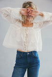 Free PEople Clothing Forevermore Long-Sleeve Top Style OB2139442 in Both Ivory and Mineral Blue; 