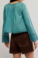 Free PEople Clothing Forevermore Long-Sleeve Top Style OB2139442 in Both Ivory and Mineral Blue; 