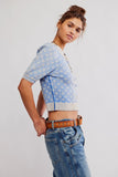Free PEople Clothing Isla Patterned Cardi Style OB2217194 in Cobalt Combo; Pre Fall Cropped Cardigan