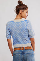 Free PEople Clothing Isla Patterned Cardi Style OB2217194 in Cobalt Combo; Pre Fall Cropped Cardigan