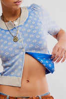 Free PEople Clothing Isla Patterned Cardi Style OB2217194 in Cobalt Combo; Pre Fall Cropped Cardigan