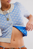 Free PEople Clothing Isla Patterned Cardi Style OB2217194 in Cobalt Combo; Pre Fall Cropped Cardigan