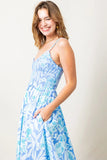 Free People Clothing Sweet Nothings Midi Dress Style OB1893249 in Blue Vista Combo; Blue Floral Dress; Spring Summer Midi Dress; Floral Spaghetti Strap Dress; Free People Floral Dress