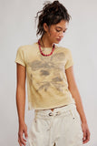 Free People Clothing Wall Flower Tee Style OB2441140 in washed tea combo; Washed Yellow Flower Graphic Spring/Summer Baby Tee