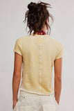 Free People Clothing Wall Flower Tee Style OB2441140 in washed tea combo; Washed Yellow Flower Graphic Spring/Summer Baby Tee
