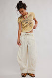 Free People Clothing Wall Flower Tee Style OB2441140 in washed tea combo; Washed Yellow Flower Graphic Spring/Summer Baby Tee