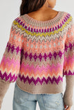 Free PEople Home for the Holidays Sweater Style OB1409809 style in Raspberry Combo; 
