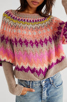 Free PEople Home for the Holidays Sweater Style OB1409809 style in Raspberry Combo; 
