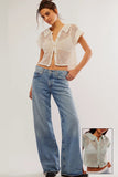 Free People We The Free Palmer Cuffed Jeans Style OB1824199-4415 in Daydream Blue; 