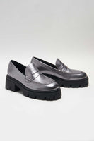 Free PEople Lyra Lug Sole Loafers Style OB1484251 in Pewter;Loafers;Silver Loafer; 