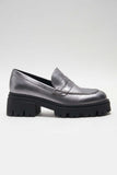 Free PEople Lyra Lug Sole Loafers Style OB1484251 in Pewter;Loafers;Silver Loafer; 