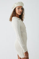 Free PEople Mont Blanc Mini Dress Style OB1541755 in Tan;Half Zip Sweater Dress;Free People Half Zip Cable KNit Mini Sweater Dress