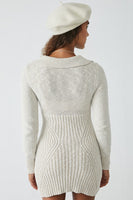 Free PEople Mont Blanc Mini Dress Style OB1541755 in Tan;Half Zip Sweater Dress;Free People Half Zip Cable KNit Mini Sweater Dress