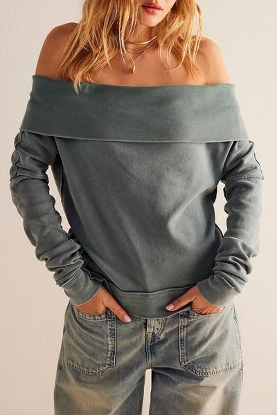 Free PEople Not The Same Tee Style OB1817653 in Steel Sea;Free PEople Off The Shoulder Ribbed Top; 
