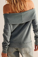 Free PEople Not The Same Tee Style OB1817653 in Steel Sea;Free PEople Off The Shoulder Ribbed Top; 