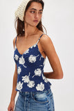 Free PEople Susie Printed Top Style OB2270398 in Navy Combo; 