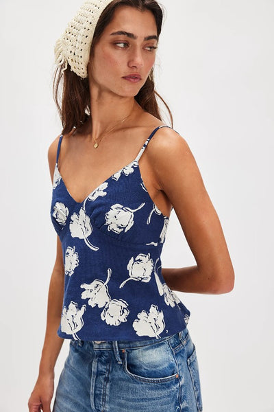 Free PEople Susie Printed Top Style OB2270398 in Navy Combo; 