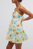 Free People Altura Printed Mini Dress Style OB1963264 in pale sunflower Combo;Free PEople Sunflower Mini Dress; 