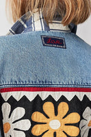 Free People Annie's Flower Bomb Over-sixed Denim Jacket Style OB1653450 in Medium Denim Blue;Flower Denim Jacket;Free PEople Flower Denim Jacket; 