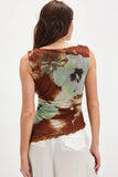 Free People Ash Printed Top Style OB2223505 in Moss Combo; Summer Top