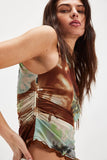 Free People Ash Printed Top Style OB2223505 in Moss Combo; Summer Top