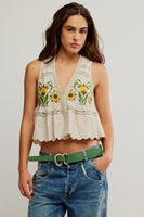 Free People Bali Vine Whispers Top Style OB2228974 in oat combo and in Umber Earth Combo; 