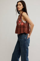 Free People Bali Vine Whispers Top Style OB2228974 in oat combo and in Umber Earth Combo; 