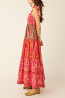 Free People BlueBell Maxi Dress Style OB1897827 in Magenta Combo;Floral Maxi Dress;Free PEople Maxi Dress; 
