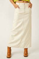 Free People City Slicker Vegan Maxi Skirt Style OB1584681 in Nilla Cream;Vegan Leather Maxi Skirt;Free PEople Leather Maxi Skirt;free People Vegan Leather Skirt