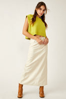 Free People City Slicker Vegan Maxi Skirt Style OB1584681 in Nilla Cream;Vegan Leather Maxi Skirt;Free PEople Leather Maxi Skirt;free People Vegan Leather Skirt