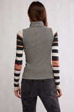 Free People Clothing AVERY ZIP UP Style OB2372081 in Black Combo; Color Block Striped 1/4 Zip Top; 