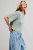 Free People Clothing Amy Sweater Tee Style OB2395860 in Cameo Green; Crapped Sage Green Tee Shaped Spring Sweater