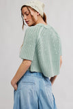 Free People Clothing Amy Sweater Tee Style OB2395860 in Cameo Green; Crapped Sage Green Tee Shaped Spring Sweater