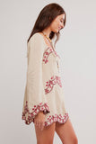 Free People Clothing Bali Marlene Mini Dress Style OB2367742 in Vintage Combo; Embroidered Square Neck Long Sleeve Boho Mini Dress