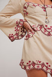 Free People Clothing Bali Marlene Mini Dress Style OB2367742 in Vintage Combo; Embroidered Square Neck Long Sleeve Boho Mini Dress