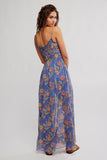 Free People Clothing Ciella Printed Maxi Dress Style F25D09006 in New England Combo. Soft Cotton smocked bodice billowy skirt floral spring summer maxi dress.