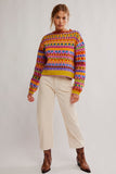 Free People Clothing Favorite Things Sweater Style OB2368192 in Bright Confetti Combo; Multicolor Crew Neck Wool Blend Winter Sweater, Après ski Sweater
