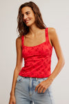 Free People Clothing Full Bloom Eyelet Cami Style FP128871CY in Poppy Red; 