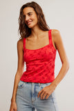 Free People Clothing Full Bloom Eyelet Cami Style FP128871CY in Poppy Red; 