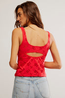 Free People Clothing Full Bloom Eyelet Cami Style FP128871CY in Poppy Red; 