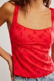 Free People Clothing Full Bloom Eyelet Cami Style FP128871CY in Poppy Red; 